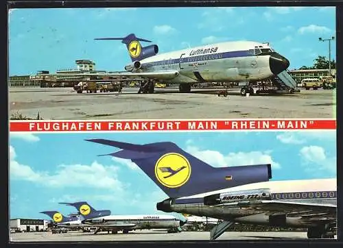 AK Frankfurt /Main, Flughafen Rhein-Main mit Lufthansa-Flugzeugen