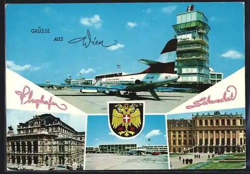 AK Wien-Schwechat, Flughafen, Landebahn, Ortspartien