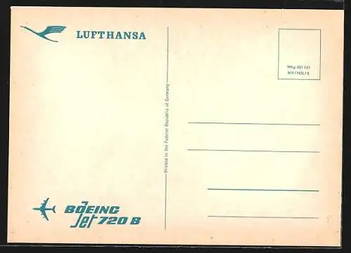 AK Boeing Jet 720B der Lufthansa auf der Startbahn