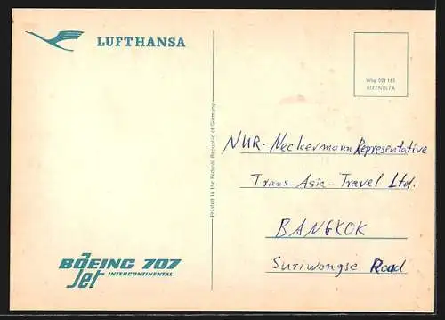 AK Flugzeug Boeing 707 Jet Intercontinental der Lufthansa