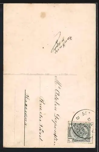 AK Flugzeuge über einem Knaben mit Blumenstrauss