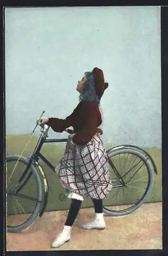 AK Mädchen mit Fahrrad