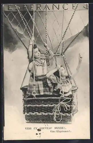 AK Kinder in einem Ballon