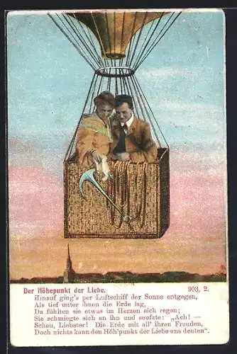 AK Paar in einem Ballon