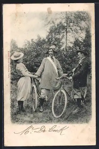AK Dame und Herr mit Fahrrad