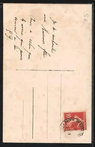 AK Flugzeug über elegantem Herrn