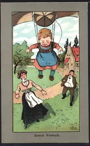 AK Kind hängt an einem Flugzeug