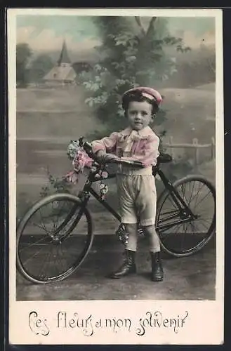 AK Knabe mit Fahrrad