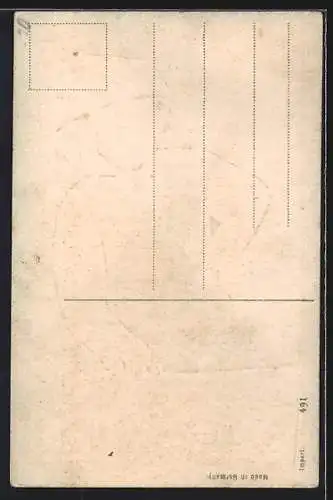 AK Dame in einem Ballon