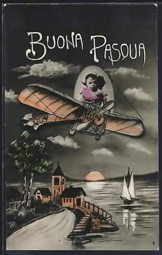 AK Kind in einem Flugzeug