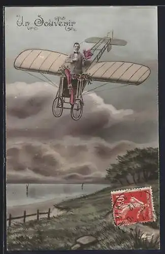 AK Mann in einem Flugzeug