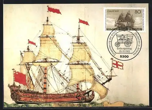 Maximum-AK 300 Jahre Einwanderung der ersten Deutschen in Amerika 1983, Schiff des Types, dem die Concord angehörte