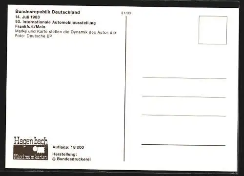 Maximum-AK Frankfurt a. Main, 50. Internationale Automobilausstellung 1983, Dynamik eines Autos