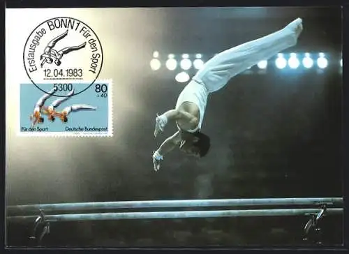 Maximum-AK Turner beim Salto am Barren, Marke von Prof. Rothacker