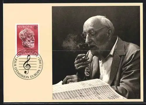 Maximum-AK Genève, Jour D`Emission Europa 1985, Ernest Ansermet raucht Zigarette