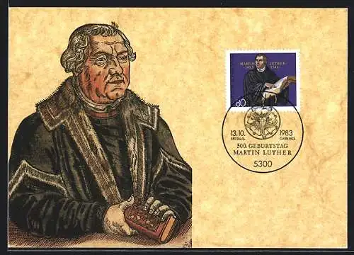 Maximum-AK 500. Geburtstag Martin Luther 1983, Kupferstich von G. König