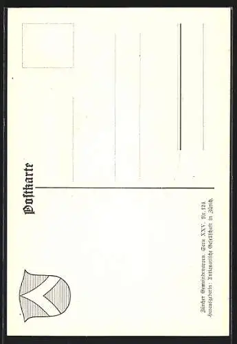 AK Stallikon, Wappen auf Tannen-Ornamenten, Eichhörnchen, Info-Text