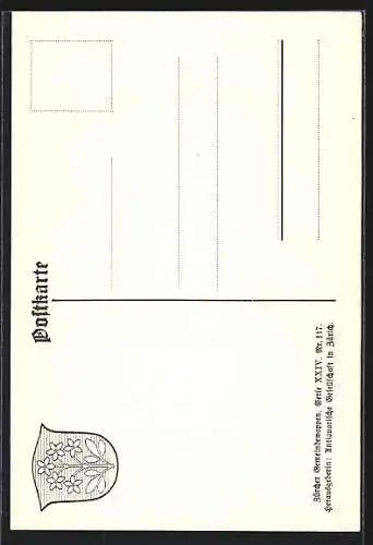 AK Schleinikon, Wappen auf Tannen-Ornamenten, Eichhörnchen, Info-Text