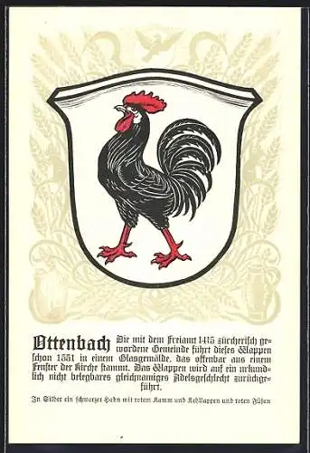AK Ottenbach, Wappen mit Hahn