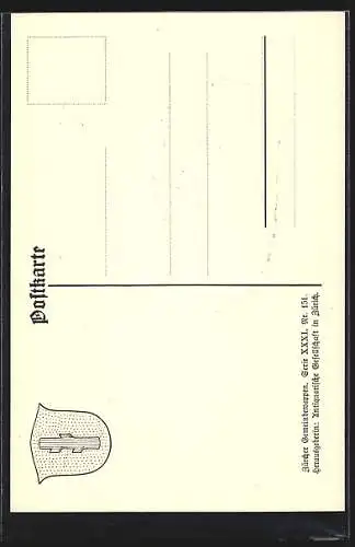 AK Oberstammheim, Wappen auf Blatt-Ornamenten, Info-Text