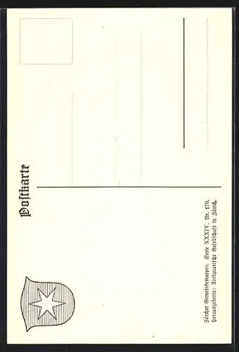 AK Oberrieden, Wappen auf Ilex-Ornamenten, Kinderfiguren, Info-Text