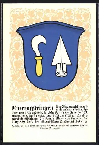 AK Oberengstringen, Wappen auf Weintrauben-Ornamenten, Info-Text
