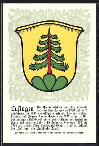 AK Lufingen, gelbes Wappen mit grüner Tanne & rotem Stamm