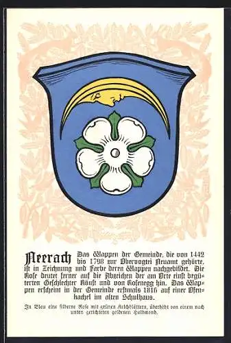 AK Neerach, Wappen auf Tannen-Ornamenten, Eichhörnchen, Info-Text