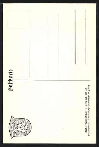 AK Neerach, Wappen auf Tannen-Ornamenten, Eichhörnchen, Info-Text