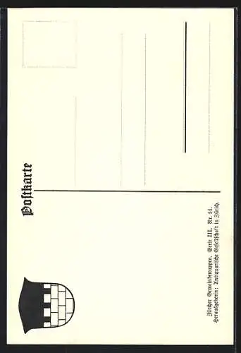 AK Maur, Wappen auf Blatt-Ornamenten, Info-Text