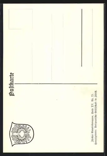 AK Wettswil, Wappen auf Blatt-Ornamenten, Info-Text