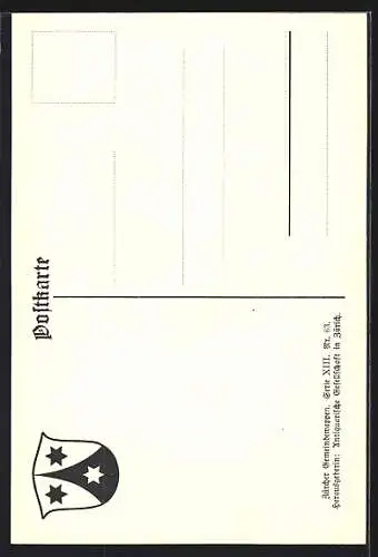 AK Weisslingen, Wappen auf Blatt-Ornamenten, Info-Text