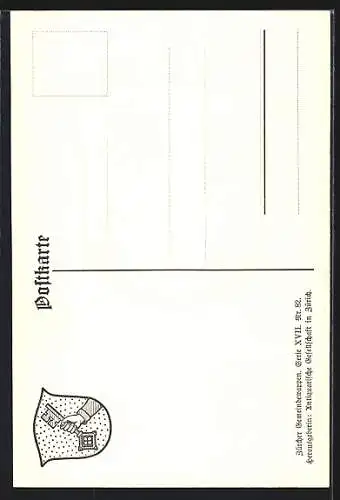 AK Wallisellen, Wappen auf Ilex-Ornamenten, Kinderfiguren, Info-Text