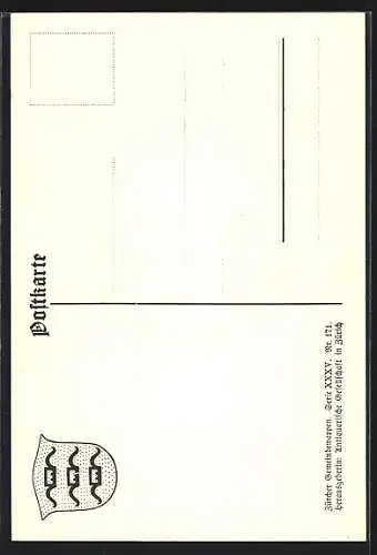 AK Herrliberg, Wappen auf Weintrauben-Ornamenten, Info-Text