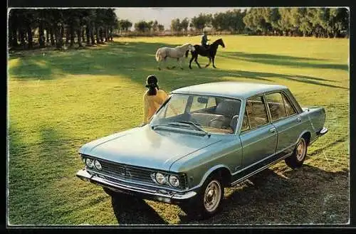 AK Fiat 130 auf einer Wiese mit Pferden