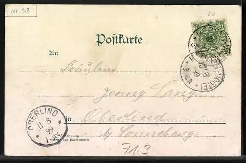 Lithographie Trusetal, Gasthof Trusenthaler Wasserfall