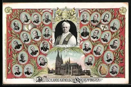 AK Papst Pius X., Kölner Dom, Deutschlands Katholische Kirchenfürsten