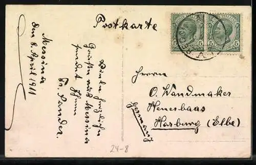 AK Messina, Avanzi del Duomo e della Fontana Montorsoli, Häuserruinen nach dem Erdbeben