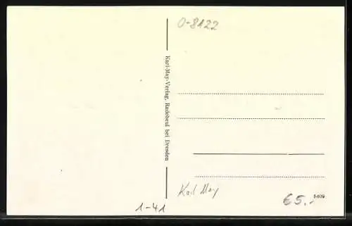 AK Radebeul, Villa Bärenfett, Blockhaus in Karl Mays Garten