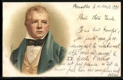 Künstler-AK Walter Scott im Portrait