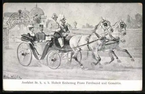 AK Ausfahrt Sr. k. u. k. Hoheit Erzherzog Franz Ferdinand von Österreich und Gemahlin