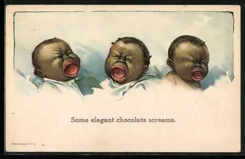 Künstler-AK Charles Henry Twelvetrees: Drei afrikanische Babys weinen