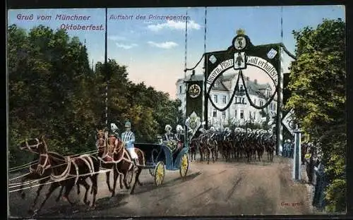 AK München, Münchner Oktoberfest, Auffahrt des Prinzregenten