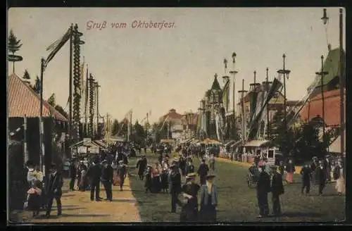 AK München, Oktoberfest 1912, Menschengewimmel