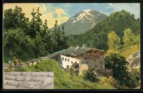 Künstler-AK Gottlob Theuerkauf: Haus im Gebirge