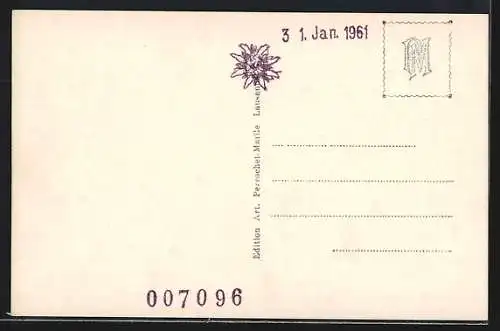 AK Zermatt, Bergpartie mit Scheune und Matterhorn