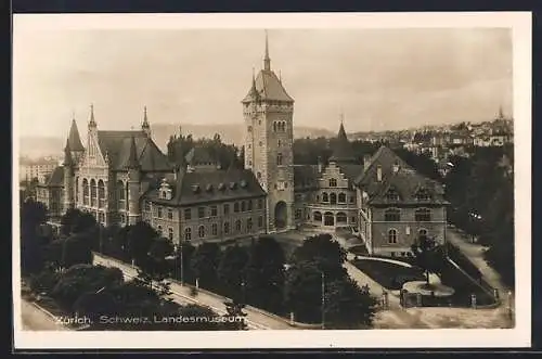 AK Zürich, Schweiz. Landesmuseum mit Anlagen aus der Vogelschau