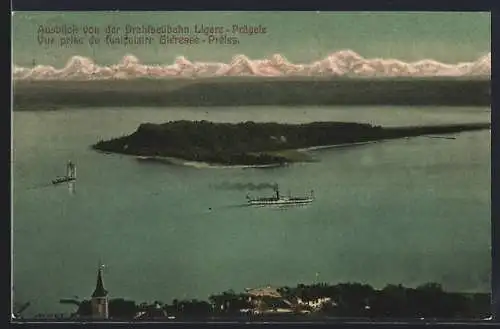 AK Ligerz, Ausblick von der Drahtseilbahn nach Prägelz