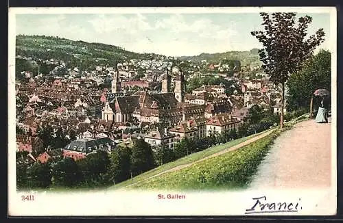 AK St. Gallen, Generalansicht mit dem Dom