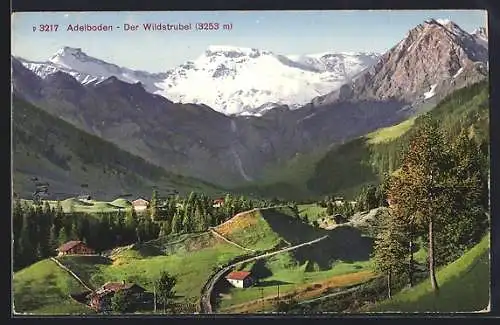 AK Adelboden, Der Wildstrubel, Ortspartie aus der Vogelschau